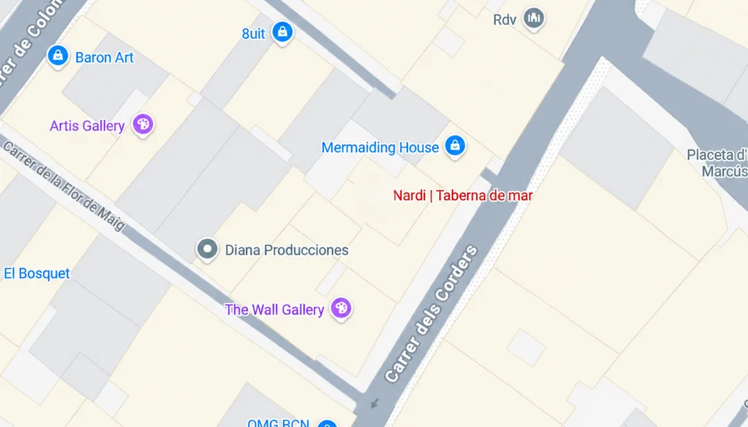 Mapa de la ubicación de Nardi, en Carrer dels Corders, 11, 08003 Barcelona